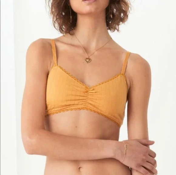 New spell designs Lana organic cotton bralette M sunflower yellow saffron bra - Picture 5 of 16